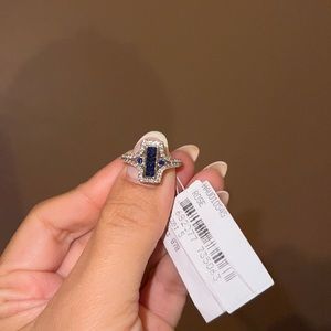 1-1/8 Carat. Created Blue Sapphire and Created White Sapphire
